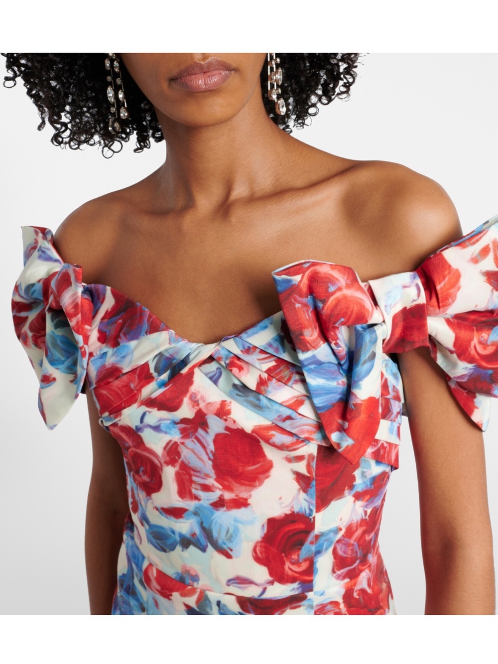 Rebecca Vallance Fleurette floral taffeta midi Dress Red, Blue- size US 6 - Picture 3 of 16